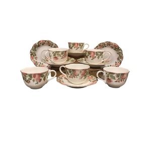 6 NIKKO TEA CUPS/SAUCERS "PRECIOUS" FLORAL EXCELLENT SHAPE. NO CHIPS OR CRACKS